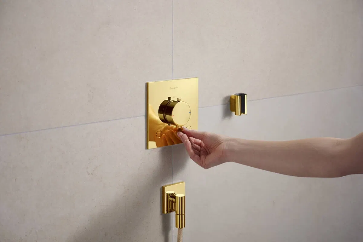 Смеситель с термостатом Hansgrohe Ecostat Comfort E Polished Gold Optic 33711990 цена 49021 грн - фотография 2