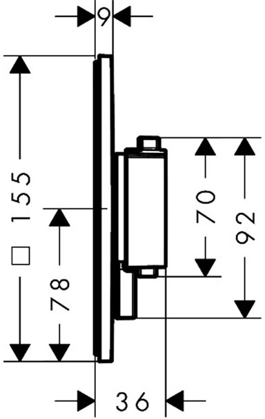 Hansgrohe Ecostat Comfort E Polished Gold Optic 33711990 Габаритные размеры