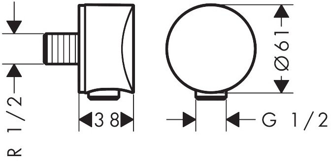 Hansgrohe FixFit S Brushed Bronze 26453140 Габаритные размеры