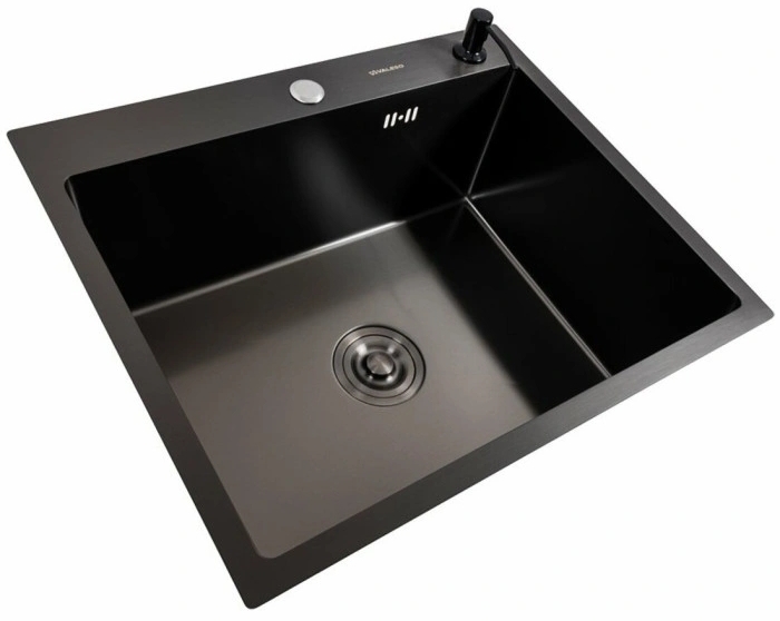Кухонна мийка Valeso Handmade 60x50 PVD чорна ціна 3809 грн - фотографія 2