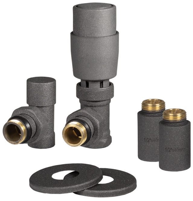 в продажу Комплект кранів з термоголовкою Ideale 1/2"x1/2" ВЗ кутові, графіт - фото 3