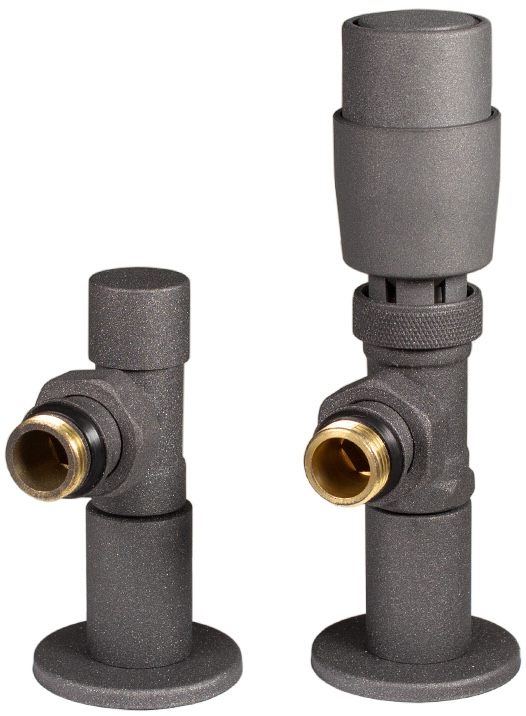 Комплект кранів з термоголовкою Ideale 1/2"x1/2" ВЗ кутові, графіт