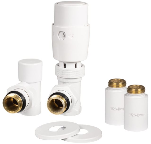 в продажу Комплект кранів з термоголовкою Ideale 1/2"x1/2" ВЗ кутові, білі - фото 3