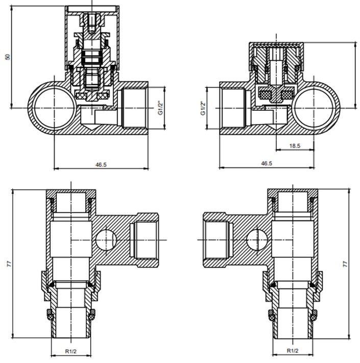 Ideale 1/2"x1/2" антрацит Габаритні розміри