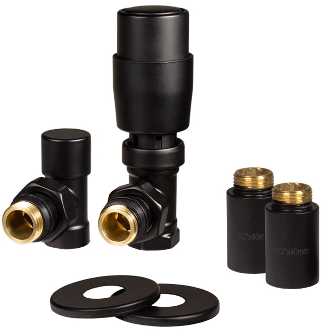 в продажу Комплект кранів з термоголовкою Ideale 1/2"x1/2" ВЗ кутові, чорні - фото 3