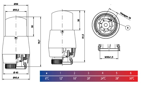 Vario Term Axi Eleganckie, чорний матовий, EAXIGS0224C Габаритні розміри