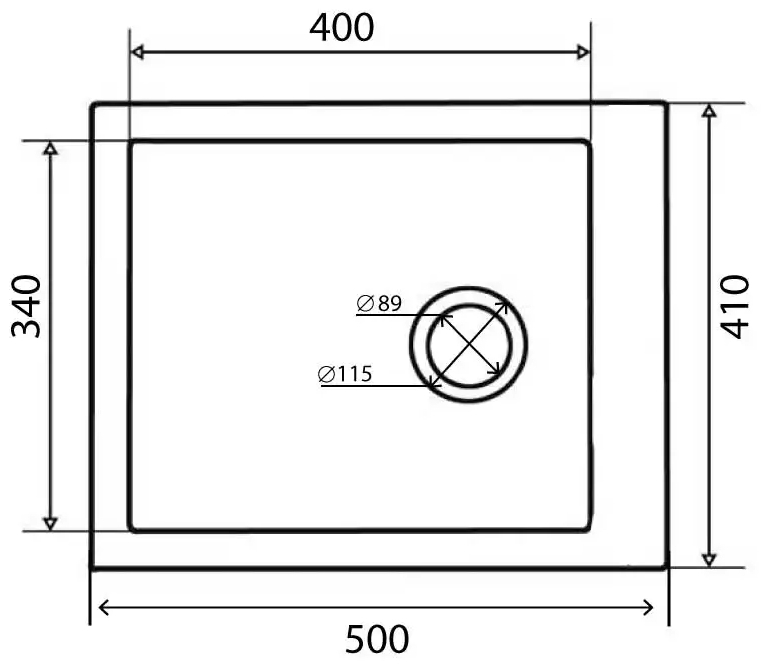 Ventolux Amore 500x410x190 (6518) White Quartz Габаритні розміри