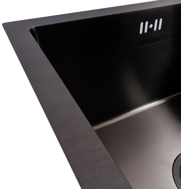 Кухонная мойка Valeso Handmade CM 44x44 PVD черная цена 5299 грн - фотография 2