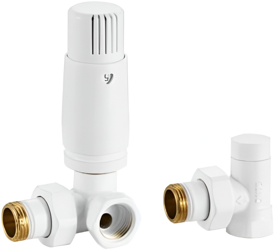 Кран термо ArttiDesign №5 кутовий з термоголовкою 1/2"x1/2", білий матовий