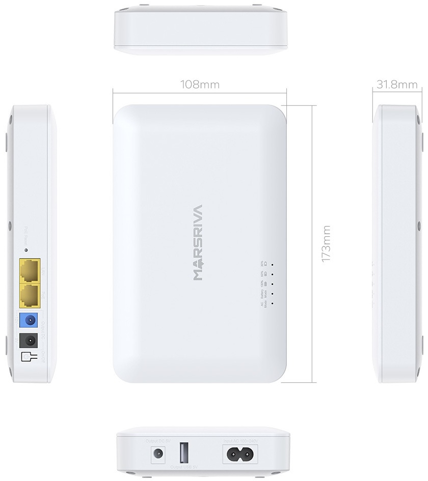 Marsriva KP6 18W 10000 mAh Габаритные размеры