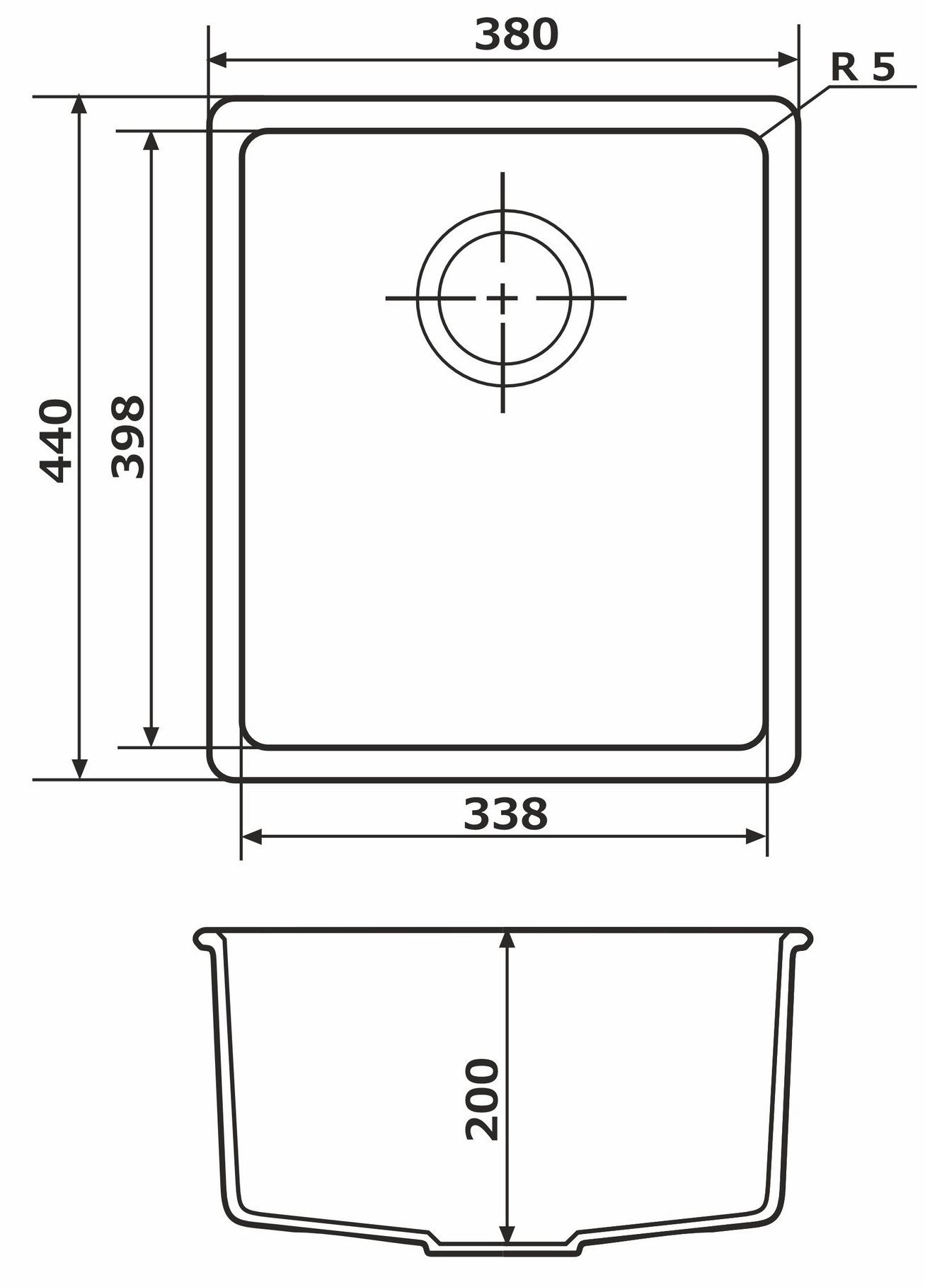 Granado Under top Mini Gris Габаритні розміри