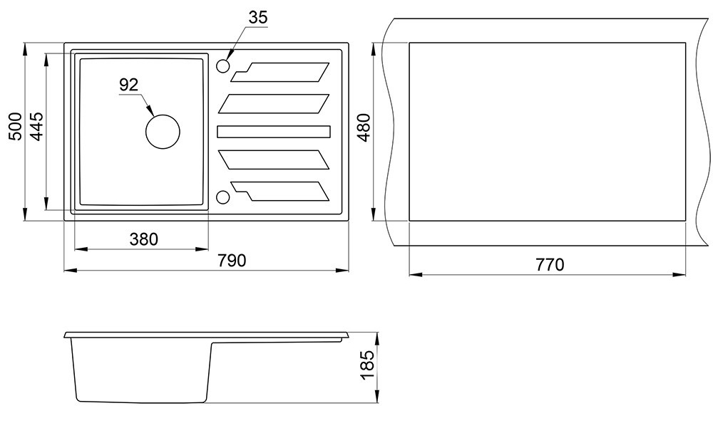 Minola MPG 71150-79 Антрацит (металік) Габаритні розміри