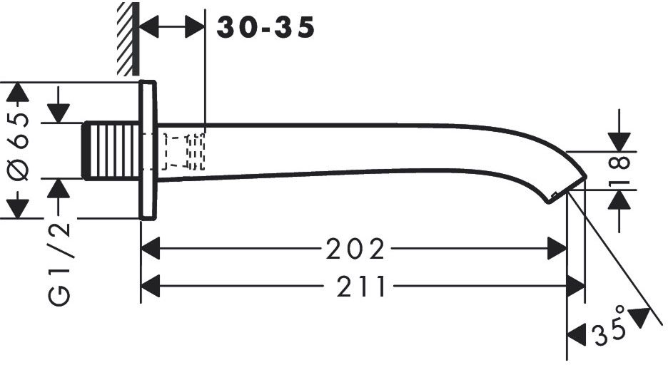 Hansgrohe Vivenis Brushed Bronze 75410140 Габаритные размеры