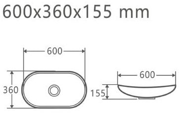 Aquavea Baronesa glossy white (BARO-BIA) Габаритные размеры
