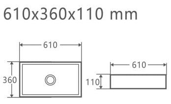 Aquavea Peras glossy white (PERAS-BIA) Габаритные размеры