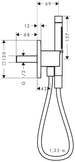 Axor Porter Citterio C 2jet Brushed Nickel 49626820 Габаритные размеры