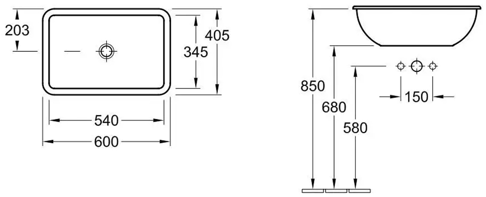Villeroy&Boch Loop&Friends 61450001 Габаритные размеры