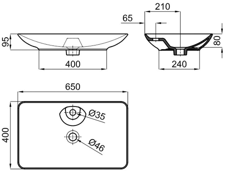 Noken Cliff белый (100313303) Габаритные размеры