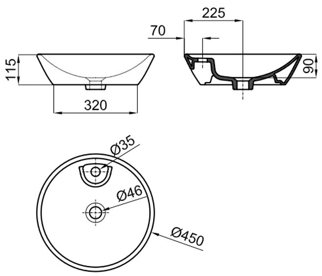 Noken Cliff белый (100313310) Габаритные размеры