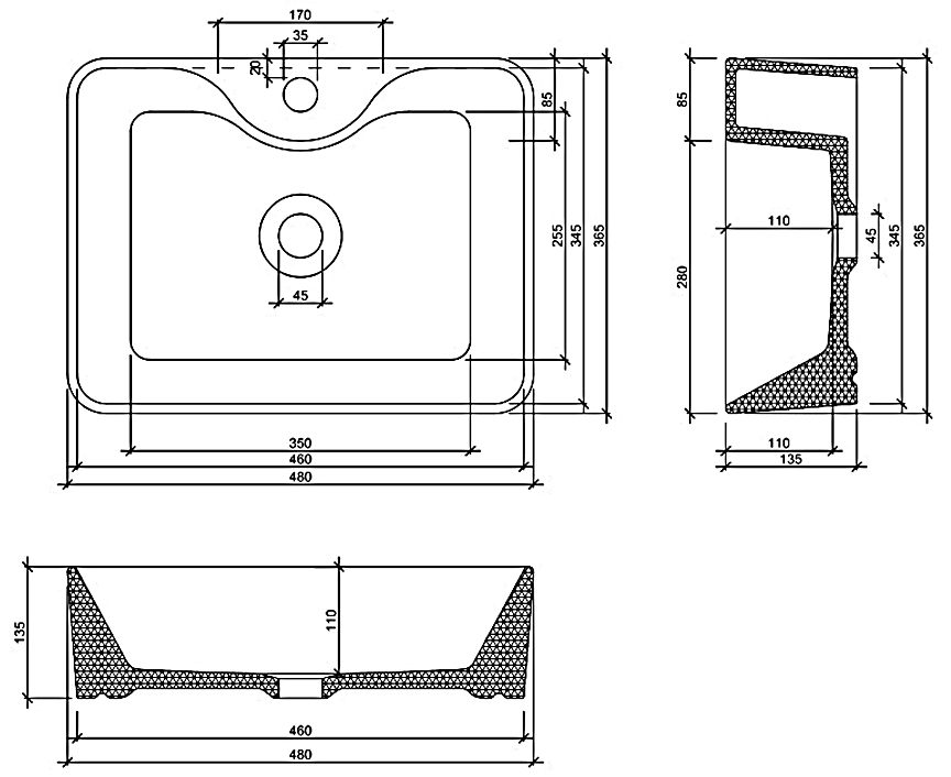 Elita Fiona белый 145023 Габаритные размеры