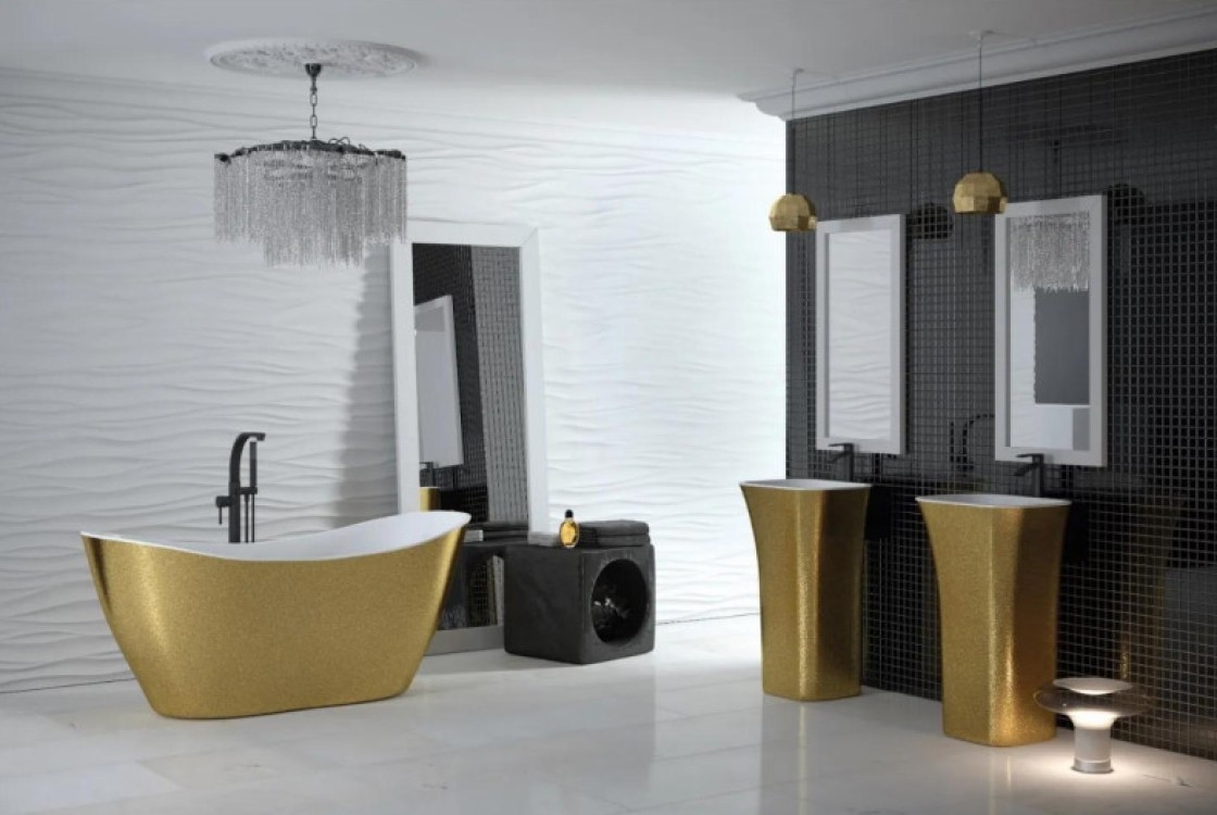 Умывальник Besco Assos S-Line Glam 40x50x85 (UMO-AP-WOZ) цена 85041 грн - фотография 2