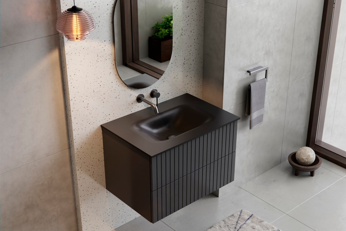 в продаже Тумба с умывальником Besco Akya Linea Gun (KAL-76-GGB) черный мат - фото 3