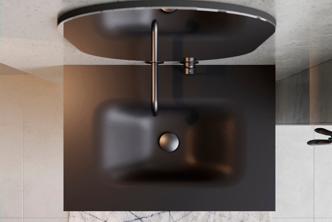 Тумба с умывальником Besco Akya Linea Gun (KAL-76-GGB) черный мат отзывы - изображения 5