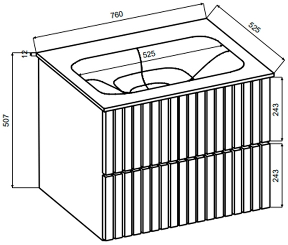 Besco Akya Linea Gun (KAL-76-GGB) черный мат Габаритные размеры