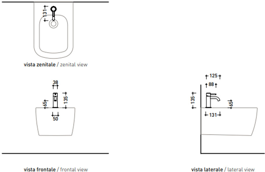 Flaminia Stil Brushed stainless steel ST4070ACC Габаритні розміри