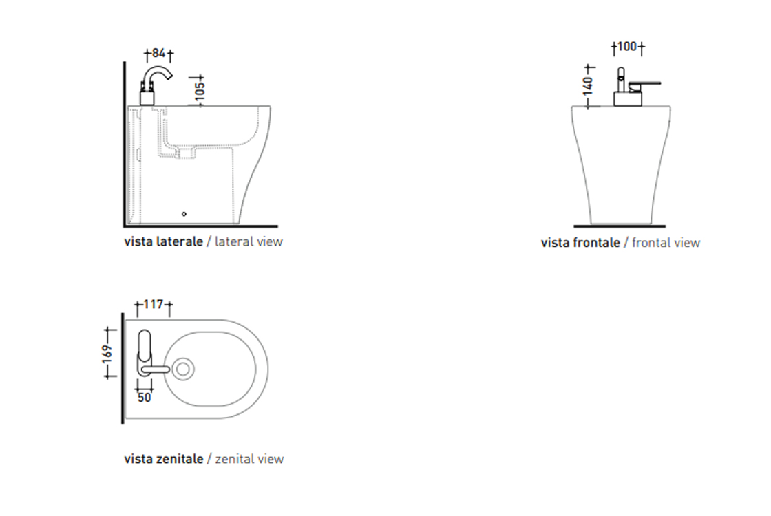 Flaminia X1 Brushed Stainless Steel X14070ACC Габаритні розміри