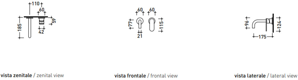 Flaminia X1 Brushed stainless steel X13059ACC Габаритні розміри