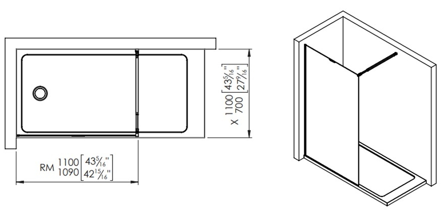 Krion Java TR 110 см, mat black (100313180) Габаритні розміри
