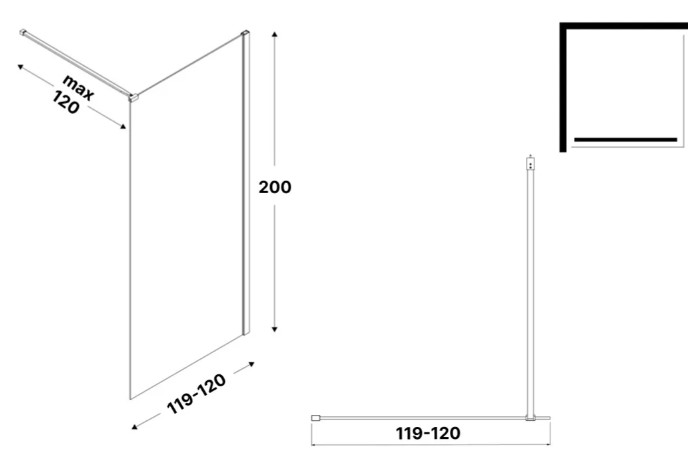 New Trendy Velio Black 120x200 (D-0145B) Габаритні розміри