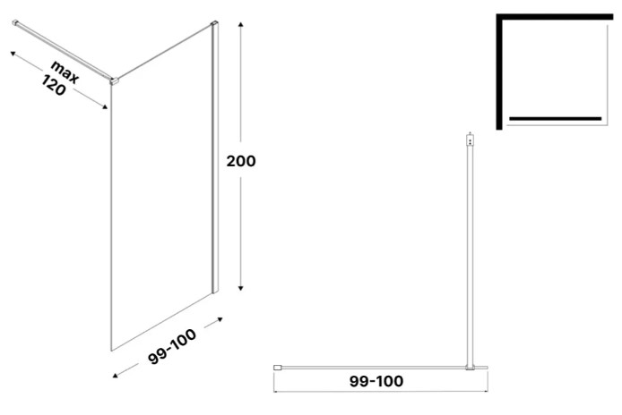 New Trendy Velio Black 100x200 (D-0143B) Габаритні розміри