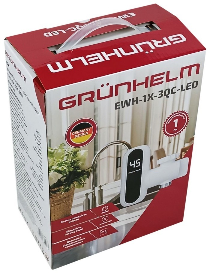 Проточный водонагреватель Grunhelm EWH-1X-3QC-LED обзор - фото 8