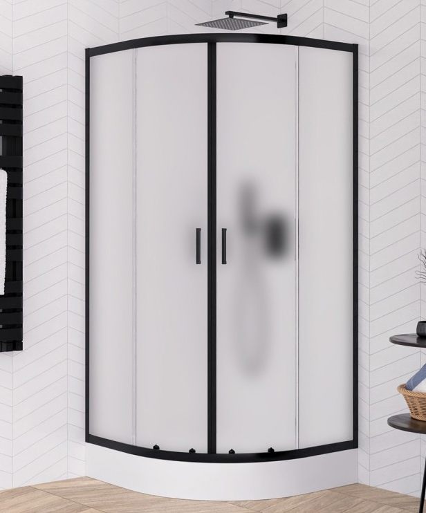 Душевая кабина New Trendy Suvia Black 2D R55 80x80x190 (K-5123) стекло сатин цена 20330 грн - фотография 2