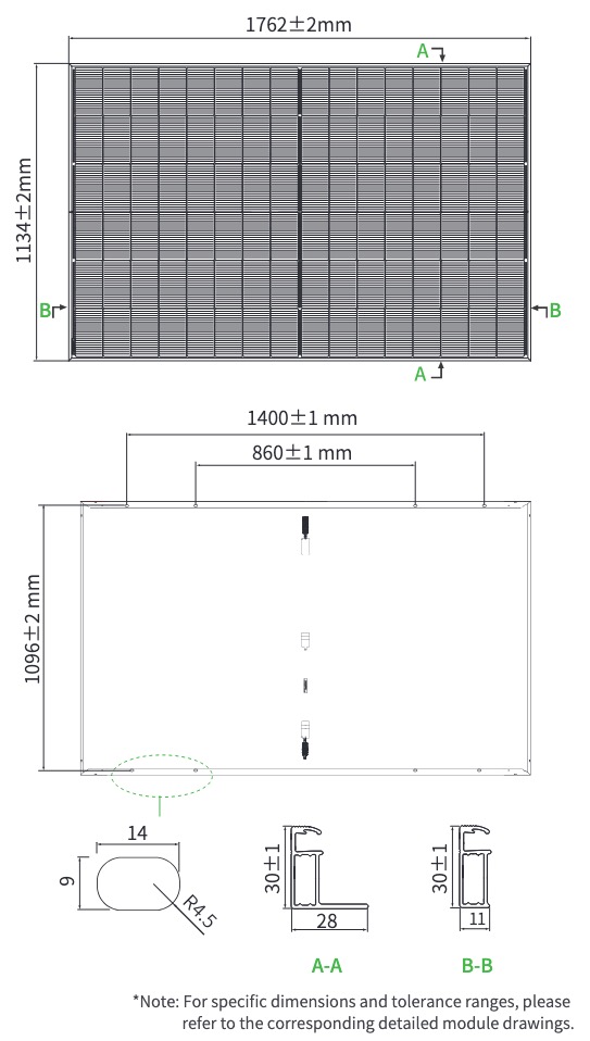 Jinko Solar Tiger Neo N-type JKM-450N-48HL4M-BDV Bifacial Габаритні розміри