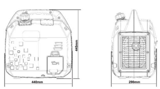 Genergy Turbo 2000I RC 2 кВт (240091090) Габаритные размеры