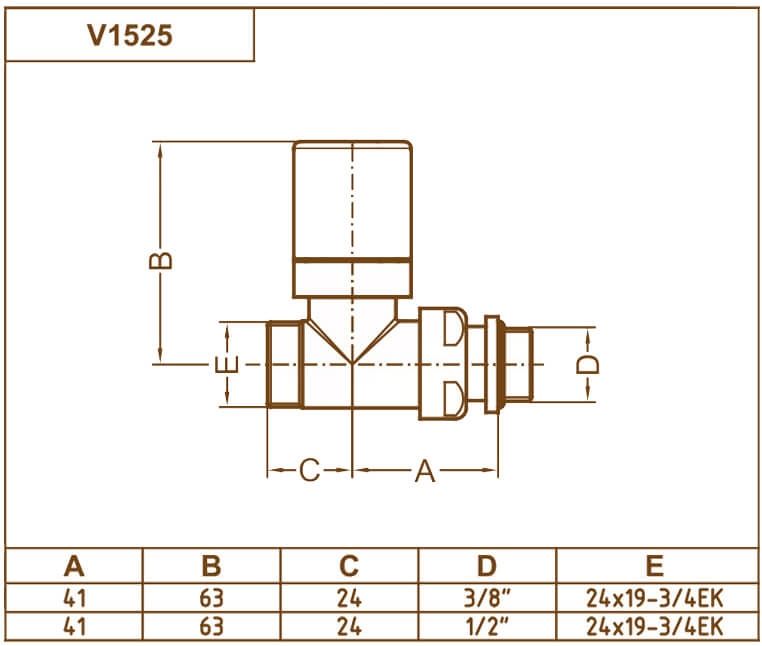 Carlo Poletti Compact 1/2"x24-19 Black Matte (V152511EFS9005O) Габаритные размеры