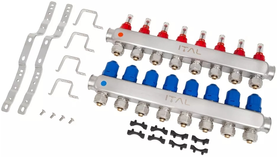 Колектор із витратомірами ITAL HC1-08 x 3/4"Ek, нержавіюча сталь ціна 5295 грн - фотографія 2