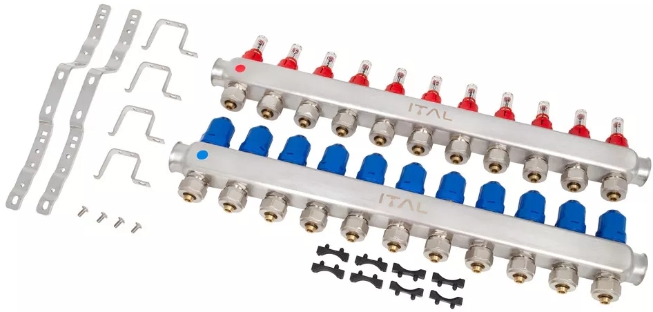 Колектор із витратомірами ITAL HC1-12 x 3/4"Ek, нержавіюча сталь ціна 8099 грн - фотографія 2