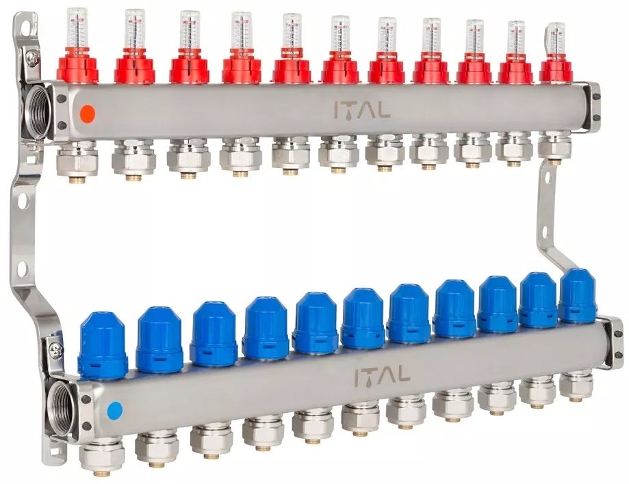 Колектор із витратомірами ITAL HC1-12 x 3/4"Ek, нержавіюча сталь