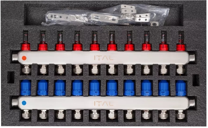 Колектор із витратомірами ITAL HC1-10 x 3/4"Ek, нержавіюча сталь ціна 6806 грн - фотографія 2