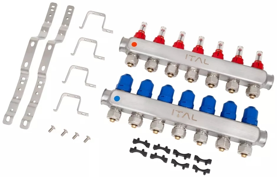 Колектор із витратомірами ITAL HC1-07 x 3/4"Ek, нержавіюча сталь ціна 4676 грн - фотографія 2