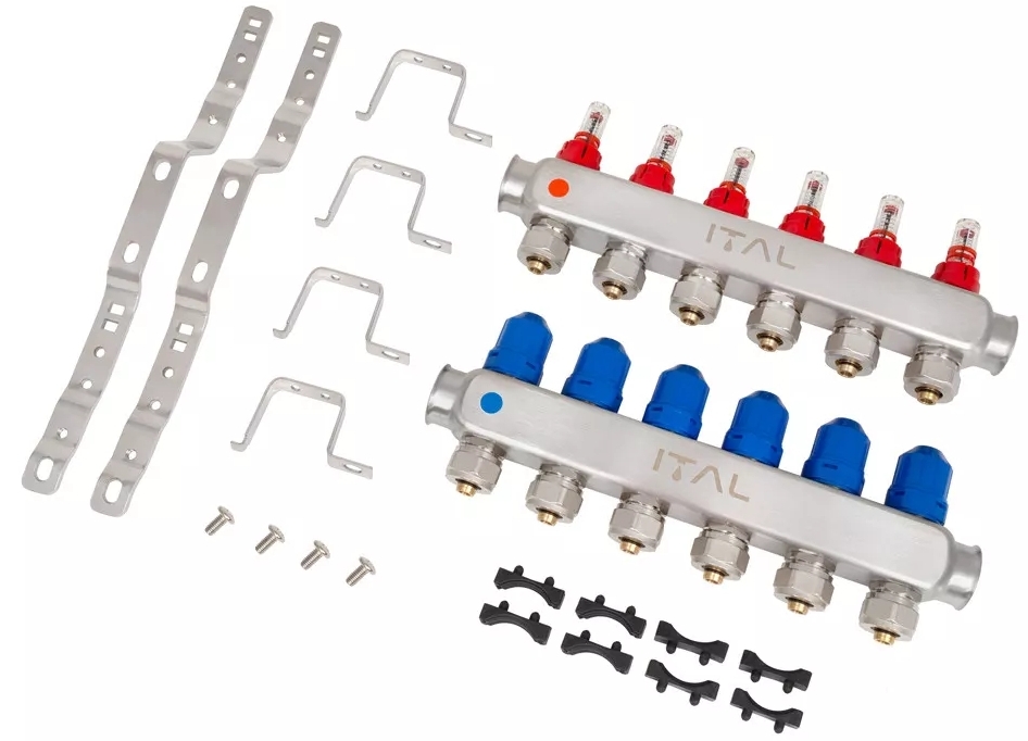 Колектор із витратомірами ITAL HC1-06 x 3/4"Ek, нержавіюча сталь ціна 4057 грн - фотографія 2