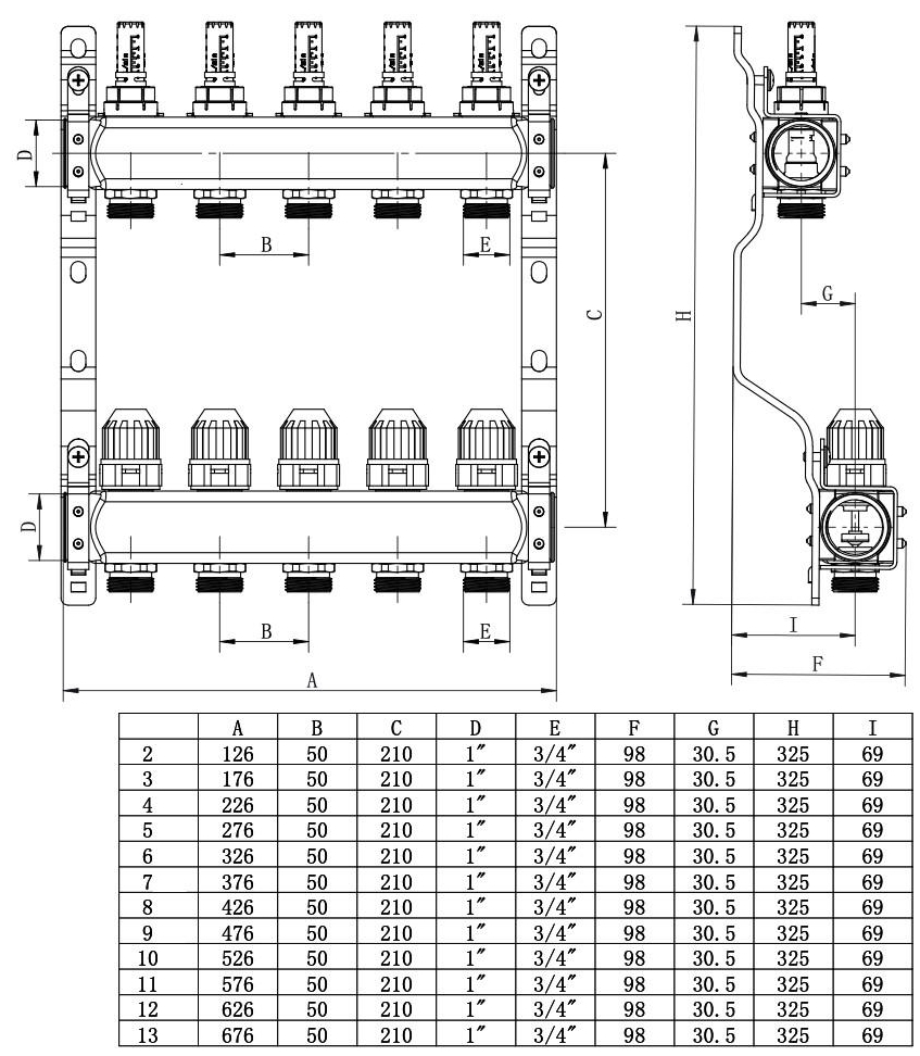 ITAL HC1-06 x 3/4"Ek, нержавіюча сталь Габаритні розміри