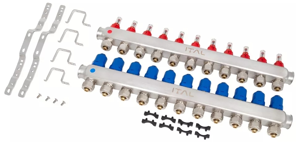 Колектор із витратомірами ITAL HC1-11 x 3/4"Ek, нержавіюча сталь ціна 7454 грн - фотографія 2