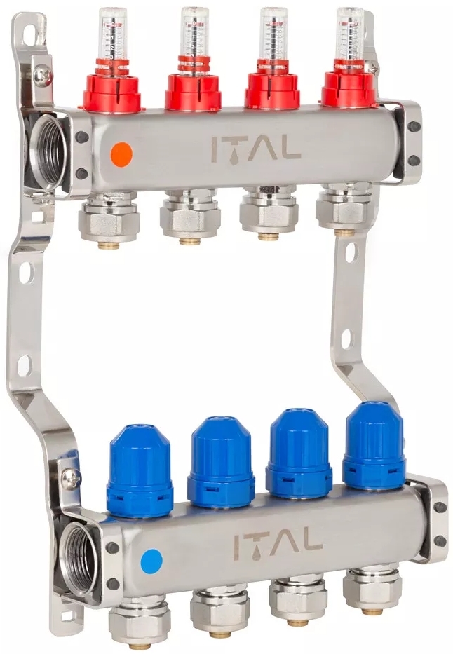 Колектор із витратомірами ITAL HC1-04 x 3/4"Ek, нержавіюча сталь