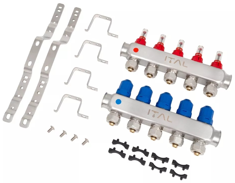 Колектор із витратомірами ITAL HC1-05 x 3/4"Ek, нержавіюча сталь ціна 3434 грн - фотографія 2