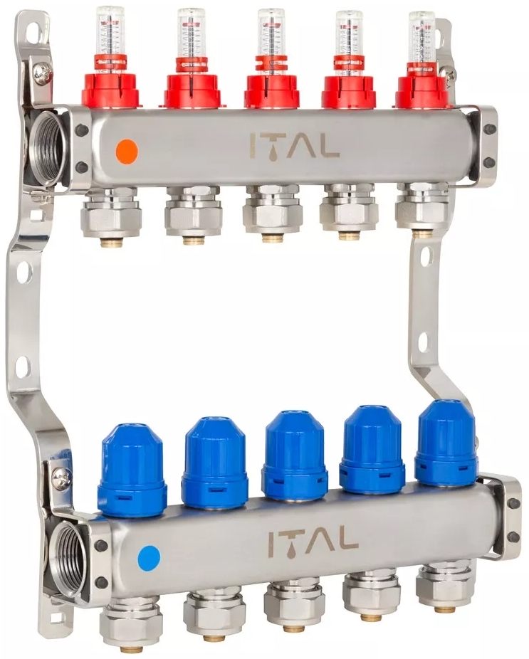 Колектор із витратомірами ITAL HC1-05 x 3/4"Ek, нержавіюча сталь